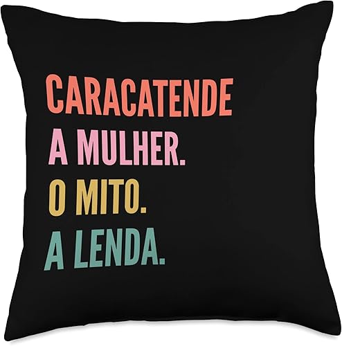 Designs De Nomes Engraçados Para Mulher Funny Portuguese First Name Design-Caracatende Throw Pillow, 18x18, Multicolor