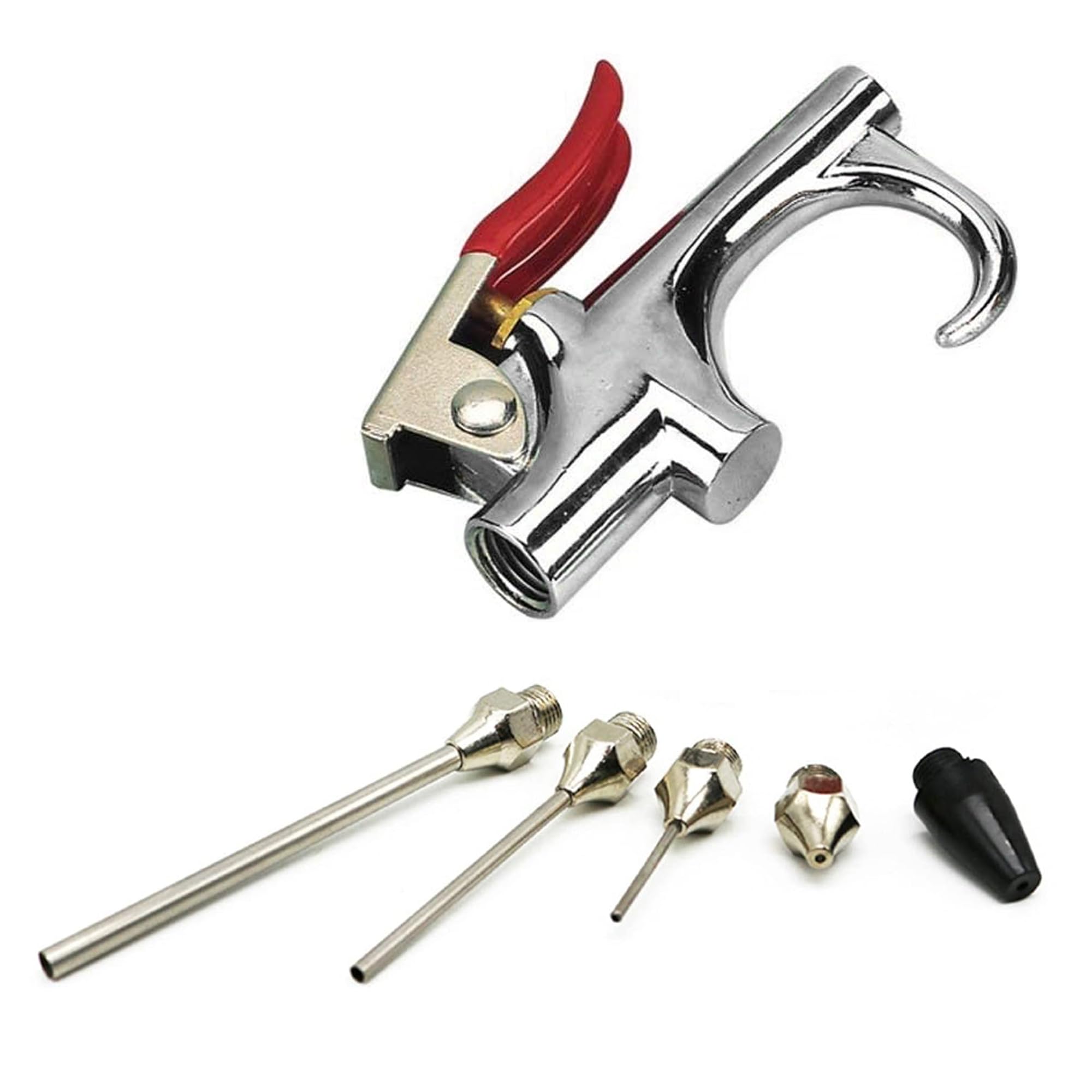 Varun Silver" Or "Gray Air Nozzle Blow Gun Kit With 5 Interchangeable Nozzles Pneumatic Air Compressor Accessories Dust Cleaning Tool