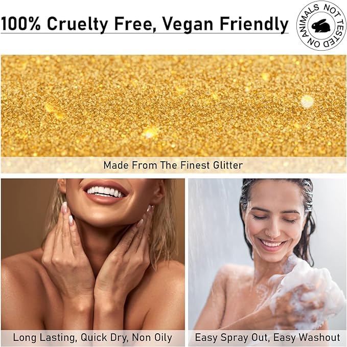 KNYUC MART Glitter Hair Spray Long Lasting Shiny Unlimited Charm 100ML, (Gold) - Image 7 thumbnail