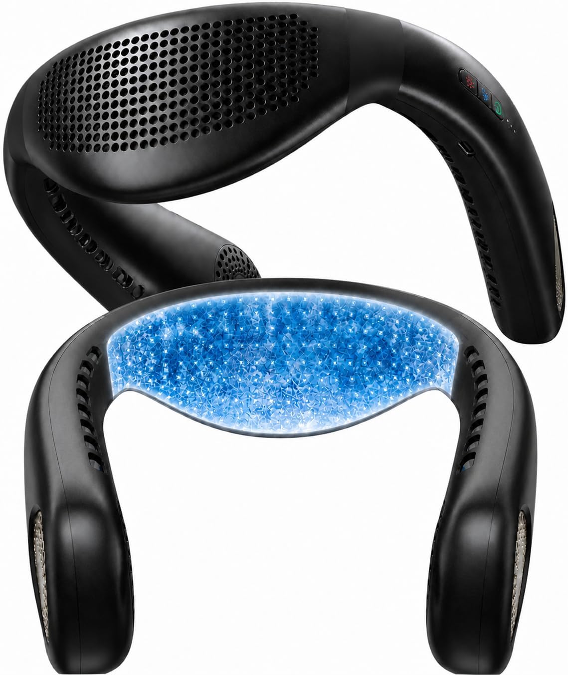COOLiFY Air 2026 Upgraded Neck Fan Air Conditioner, Dual-Airflow Pro Cooling, Ultra Light Portable Fan Rechargeable, Personal Cooling Fan Travel Essentials, Gift for Dad Husband Father, Black