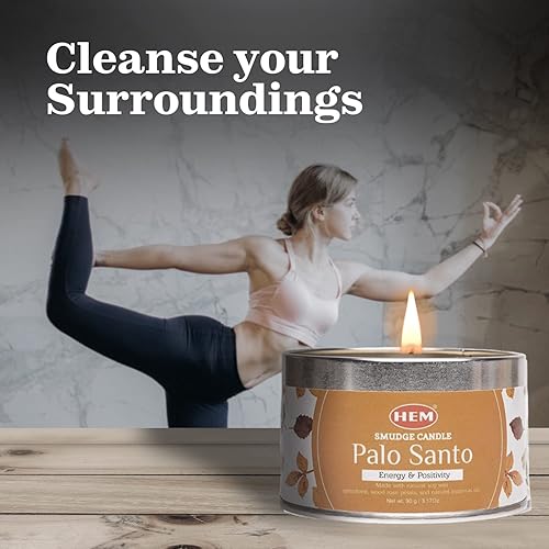 Miniatura 5 de Vela de Palo Santo con cristales, velas de soja natural de 9.5 onzas perfumadas, velas suaves de protección del aroma de madera de Palo Santo  Larga