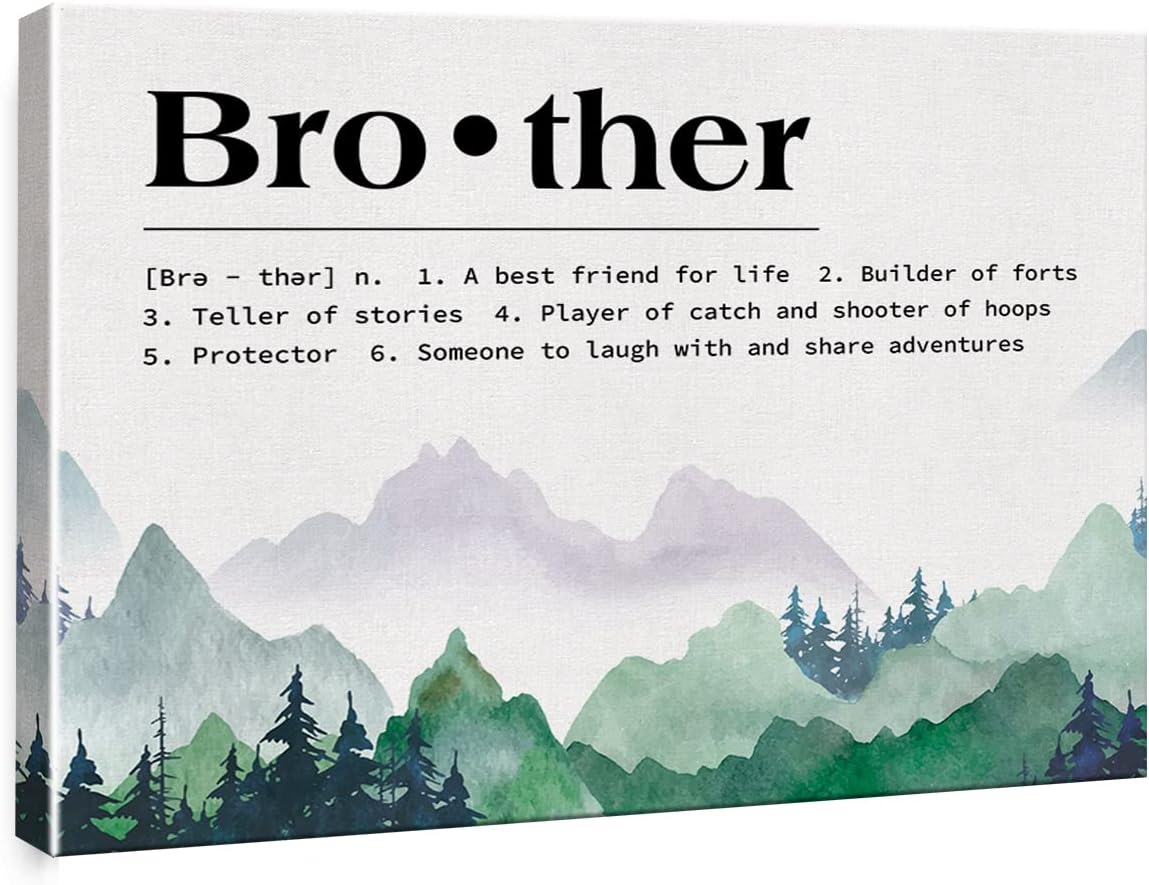 Brother Quote Watercolor Canvas Wall Art Brother Definition Framed Paintings Artwork