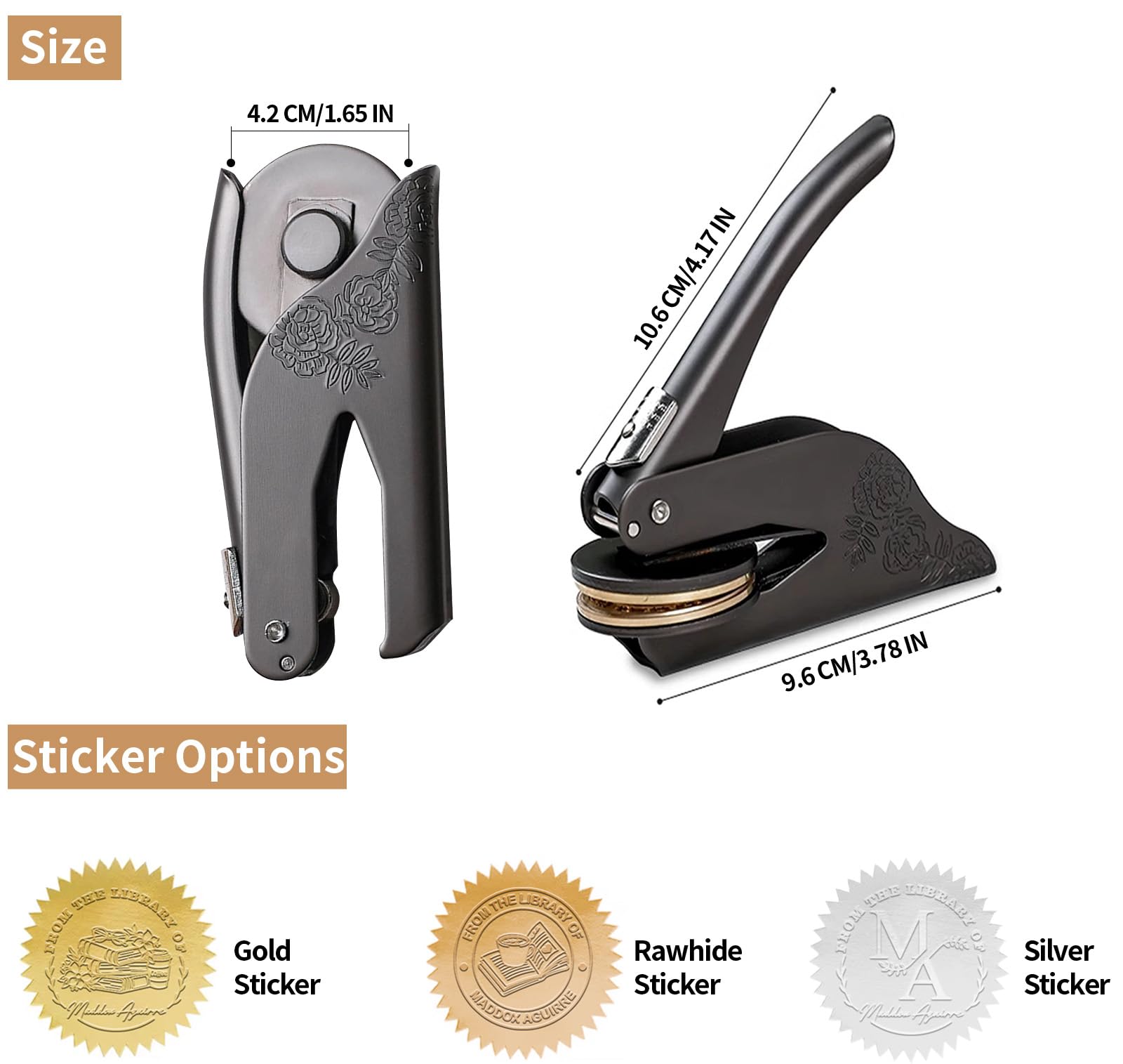 Custom Book Embosser Personalized Stamp | Floral Book Stamp | from The Library of Stamp | Personal Library Stamp | Teacher Stamp | Custom Embosser for Books Paper Journals Documents | Book Lover Gift