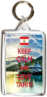 Keep Calm and Love Tahiti - Double Sided Large Keyring