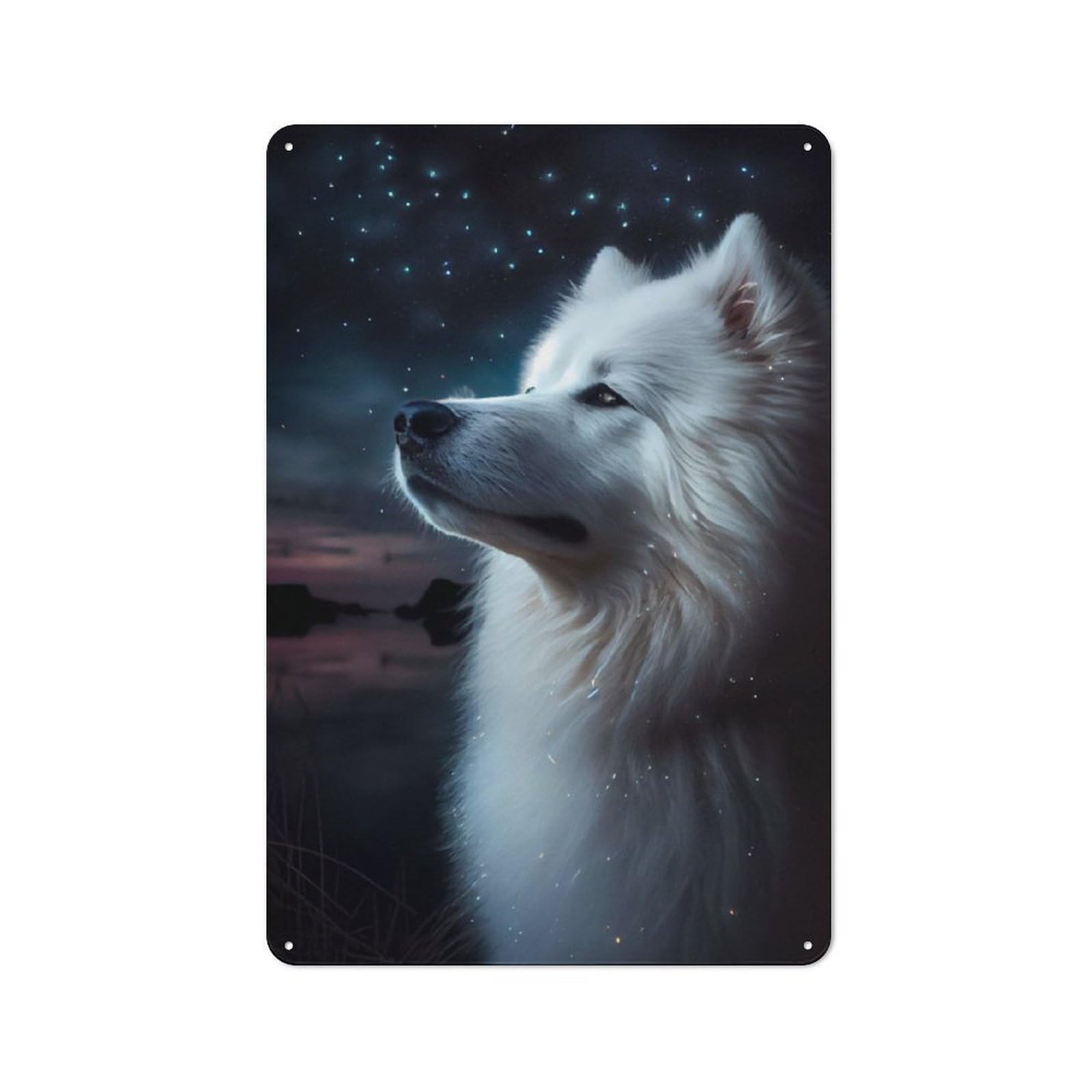 Junmoney Samoyed Dog Industrial Decorative Metal Plaque 30X20cm, Studio Wall Art For Flat, Bar, Studio Or Gallery Wall