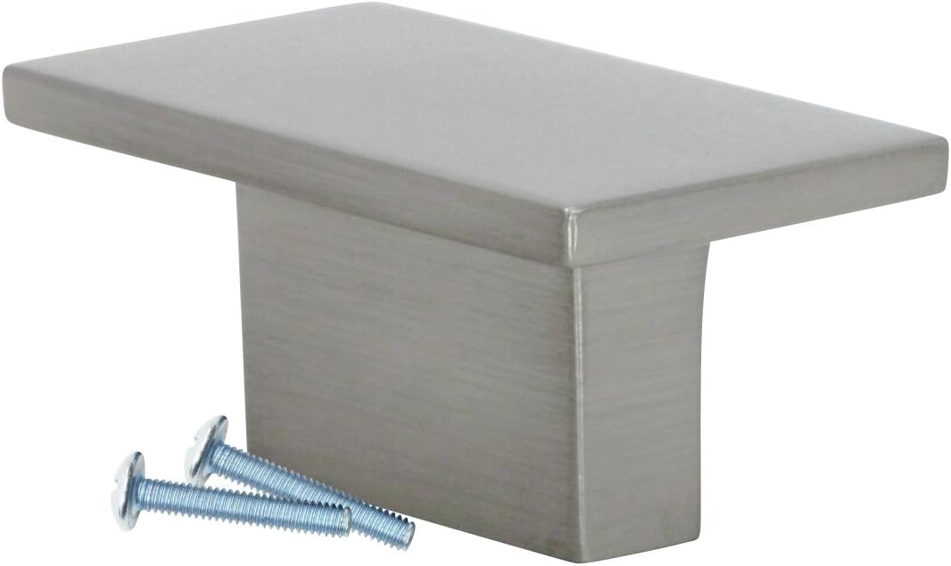 Rok Hardware Contemporary Zen Rectangle Flat Style Metal 1-9/16" (40mm) Decorative Kitchen Vanity Dresser Cabinet Drawer Knob Pull K01816BN (10, Brushed Nickel)