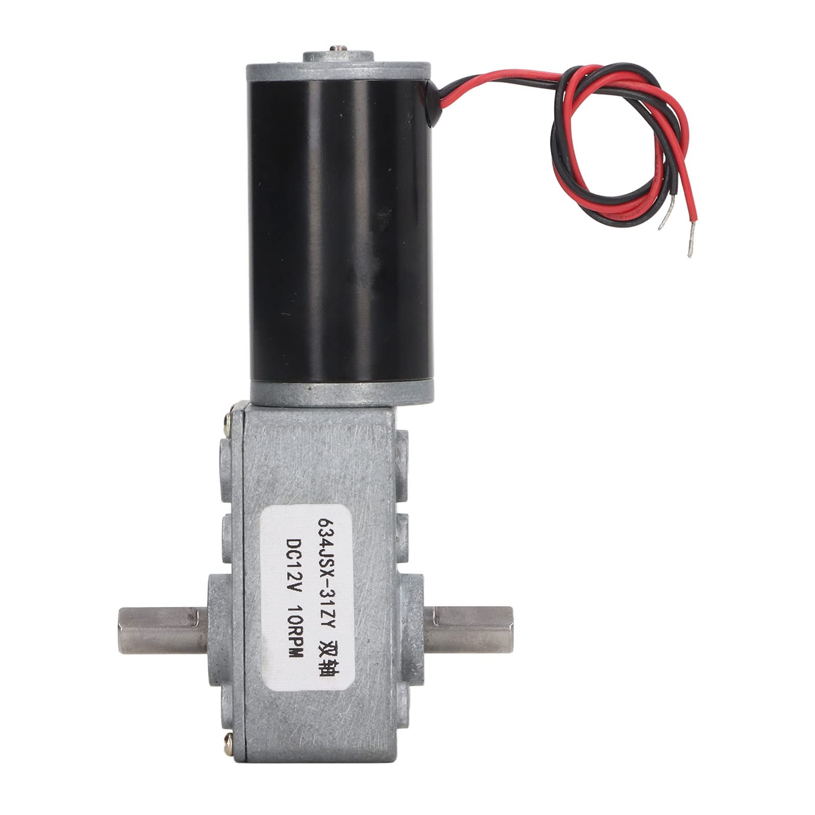 Motoriduttore a Vite Senza Fine Autobloccante DC 12V Doppio Albero Riduttore Velocità CW CCW 10 giri/min
