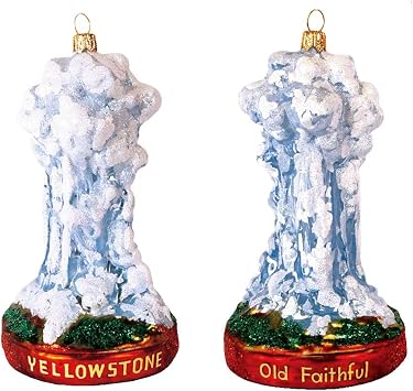 Old Faithful Geyser - Yellowstone Park - Polish Blown Glass Ornament