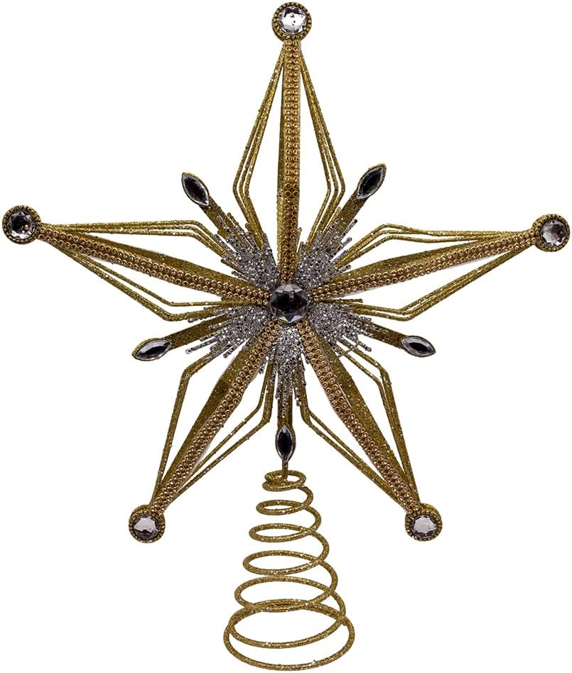 Kurt Adler 12.5" Gold & Silver Star Treetop