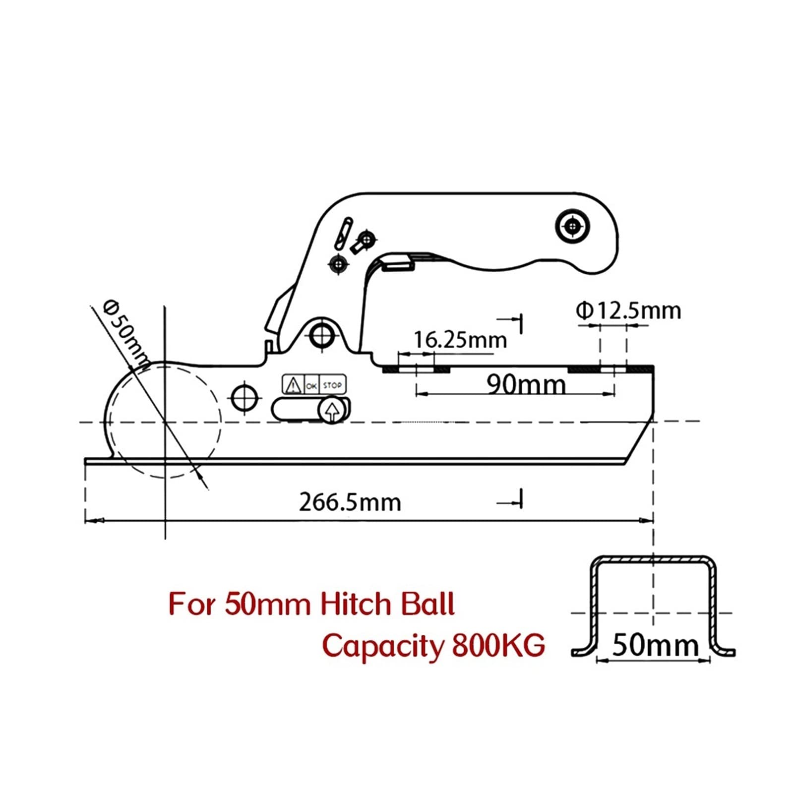 Zaczep przyczepy, Złącze przyczepy do 50mm Hitch Ball Square 50mm Rv. Części Akcesoria Camper Caravan Składniki
