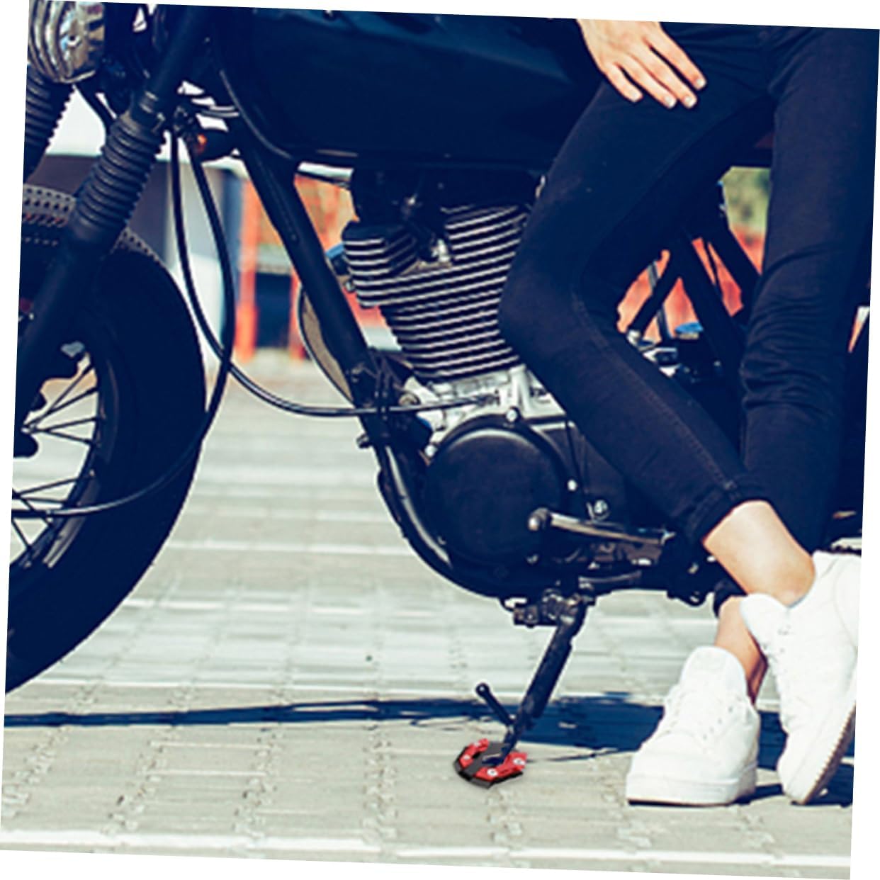 Alipis 2pcs Motorcycle Kickstand Pads Side Stand Extension Plate for Enhanced Stability and Support Compatible
