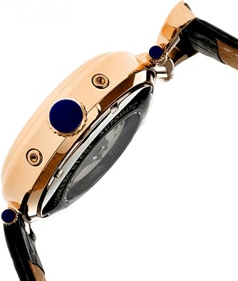 HERITOR Ganzi Automatic Watch for Men 44mm Mens Semi-Skeleton Watch with 35-Jewel Movement, 316L Stainless Steel Case, Sapphire-Coated Crystal, Leather Strap (HERHR3305)