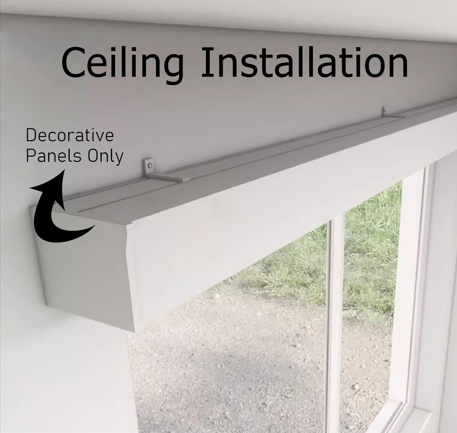 Extra Long Aluminum Cornice Boards for Windows - Ceiling/Wall Mount Valance Box for Curtains, Roller Blinds & Venetian Blinds - 2.3m (7.5ft) Installation