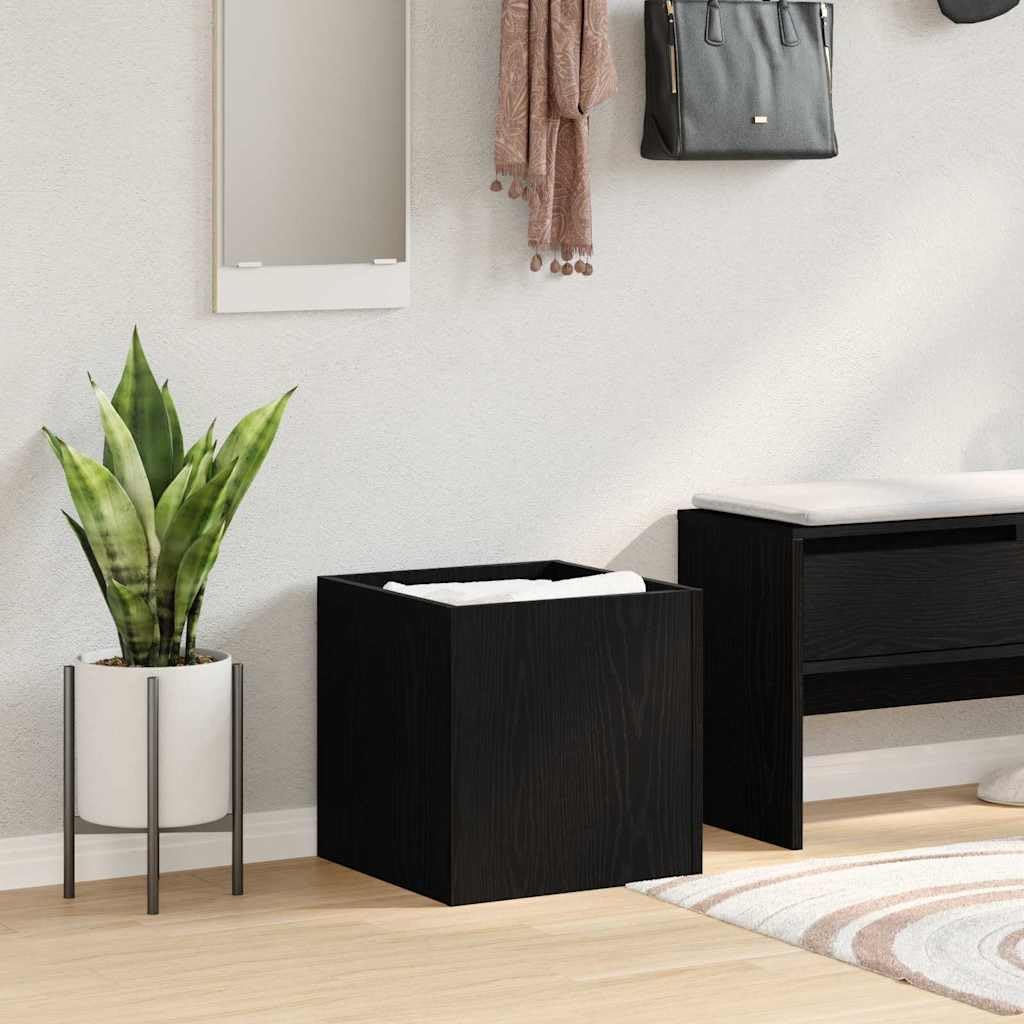 Moderna caja de macetas de aspecto de roble negro, 40 x 40 x 40 cm, material de madera, resistente para interior, jardín, terraza, fácil montaje