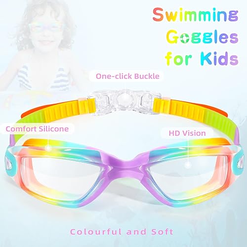 Miniatura 2 de Freela Gafas de natación para niños de 6 a 14 años, paquete de 2 gafas de natación para niños de 3 a 6 años, adolescentes y niñas