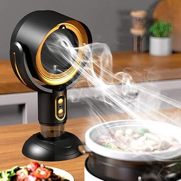 Portable Range Hood, Desktop Range Hood with 2 Speed Exhaust Fan, Detachable Aluminum Filter, Large Oil Collection Cup, Portable Kitchen Exhaust Fan for Indoor BBQ, Hot Pot Camping Trips Home Gold