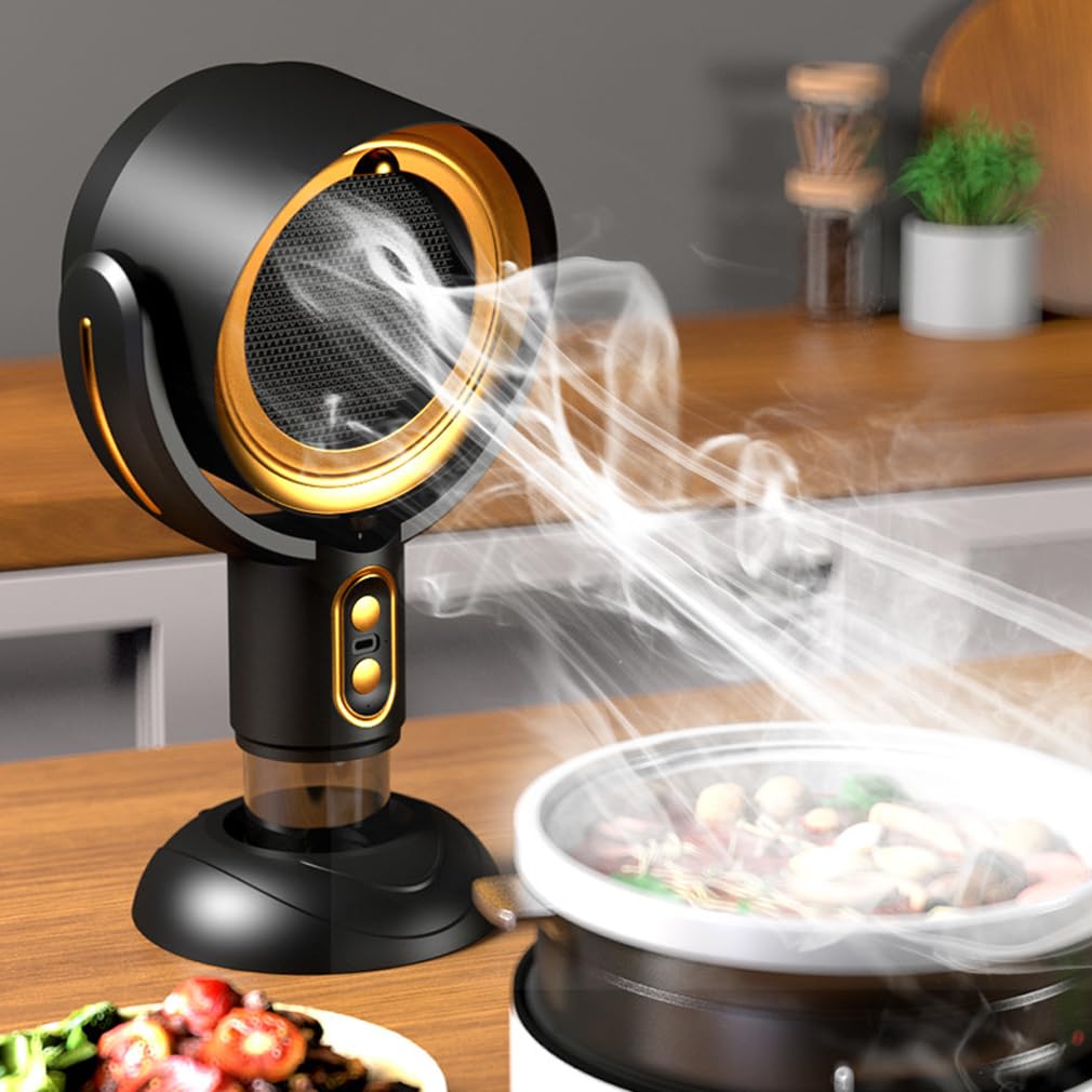 Photo 1 of **FACTORY SEALED** Portable Range Hood, Desktop Range Hood with 2 Speed Exhaust Fan, Detachable Aluminum Filter, Large Oil Collection Cup, Portable Kitchen Exhaust Fan for Indoor BBQ, Hot Pot Camping Trips Home (Gold)