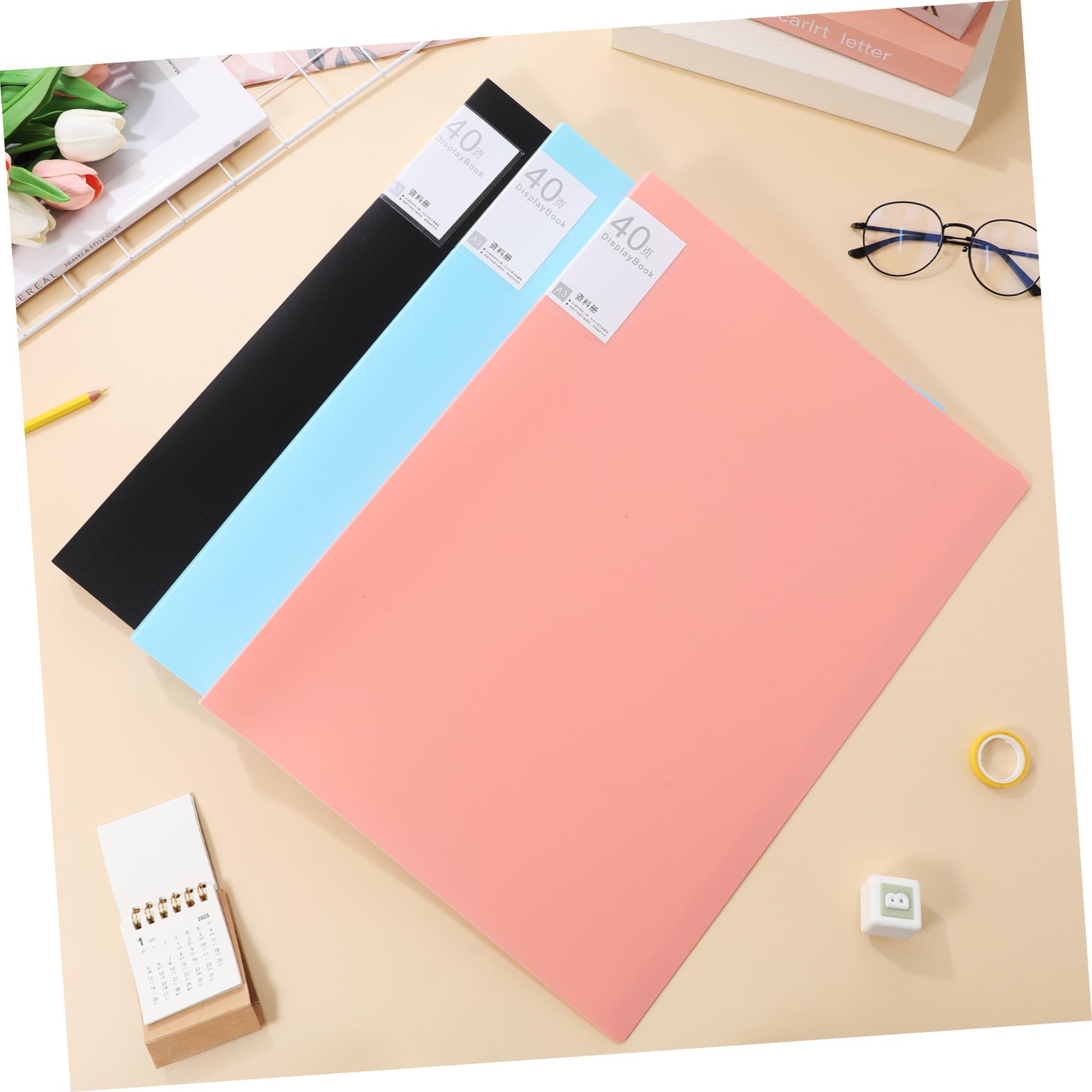 SHINEOFI 3stücke Portfolio-ordner mit Klarsichthüllen Kunststoff Transparent für Dokumente Schule Büro Organisation Präsentation Seiten Blatt Datei Karte Foto Trennblatt Notizbuch Tasche