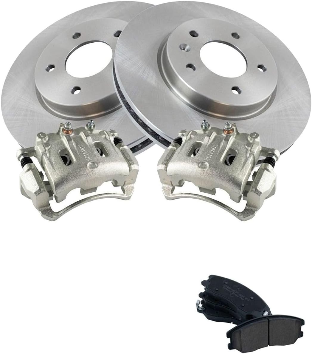 Front Ceramic Brake Pad Rotor & Caliper Kit W for Captiva Sport 12-15 for Equinox 07-09 for Torrent 07-09 for Vue 08-10 for XL-7 07-09 Truck Suv with Calipers 5 Lug-Wheel Lug Count