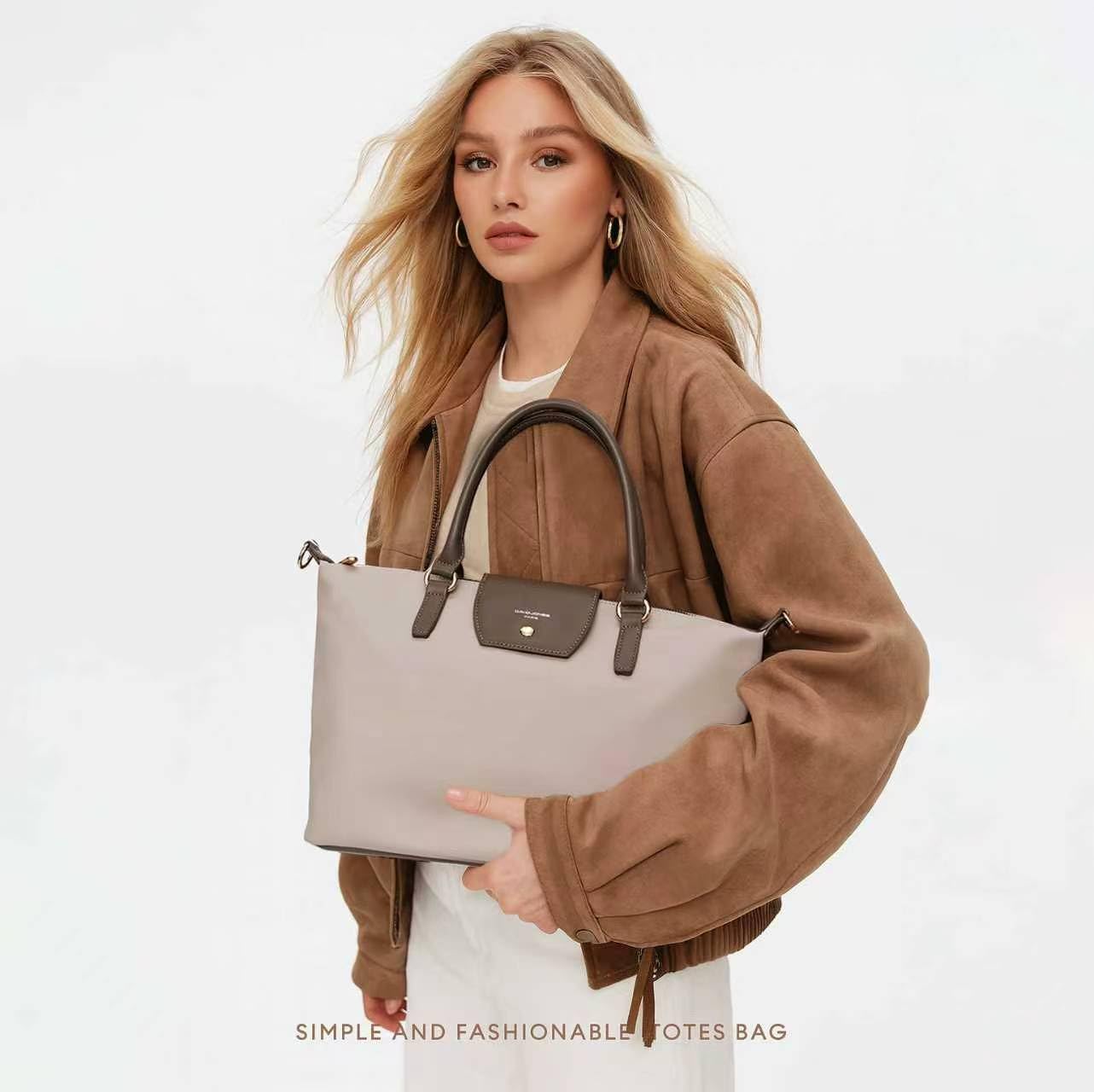 David Jones - Damska torba nylonowa - Torba na zakupy Miękka torba na zakupy o dużej pojemności - Zakupy Noszone ramię Pasek na ramię - Elegancka praca Miasto Podróże Moda Oryginalny Trend, czarny