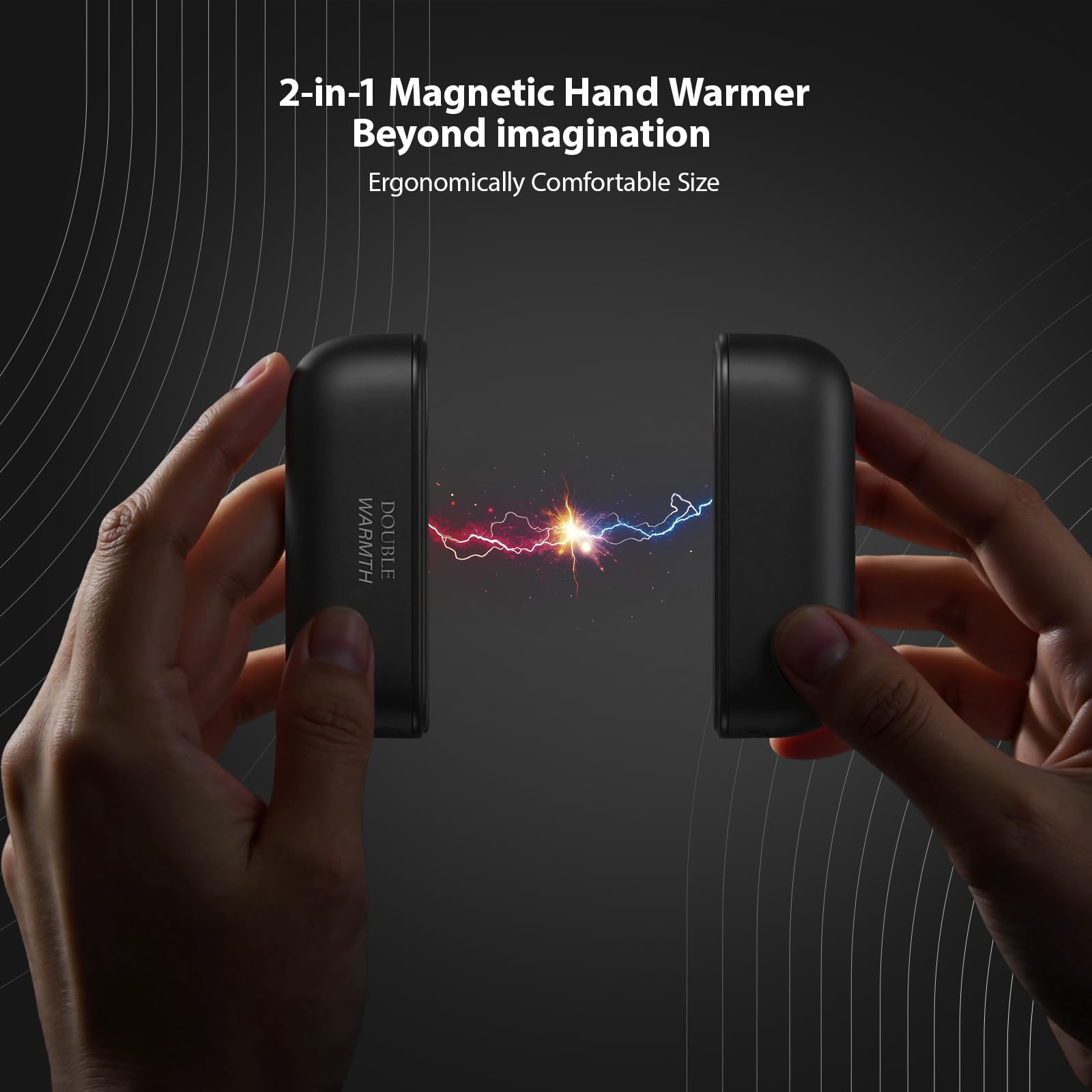 SUPPOU Magnetic Hand Warmers with Display Screen, 2-pack Hand Warmers Rechargeable 10000mAh Battery Operated, Electric Portable Pocket Heater, Gifts for Christmas Men Women, Outdoor Camping