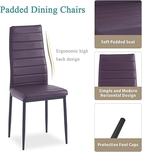 Miniatura 43 de Juego de 4 sillas de comedor, sillas de cocina, sillas laterales sin brazos para sala de estar, juego de 4 con marco de metal y patas (negro)