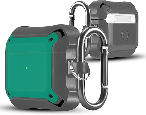 Vista 14 de ORIbox Armor Case Design - Funda para AirPods 1 y AirPods 2, protección Daul con llavero, soporte de carga inalámbrica, protector para AirPods Azul