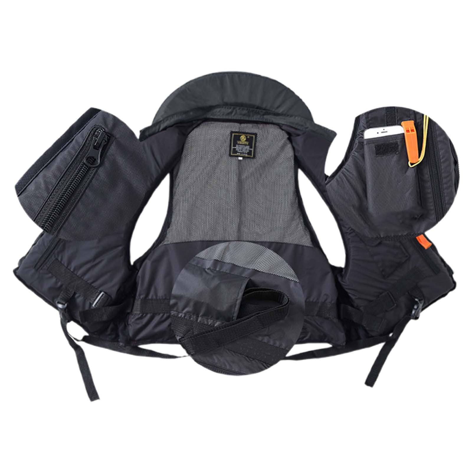 Chaleco de kayak desmontable para adultos con espuma y bolsillos chaleco de natación para alta flotabilidad ligero con correas ajustables para kayak bote remo deportes acuáticos