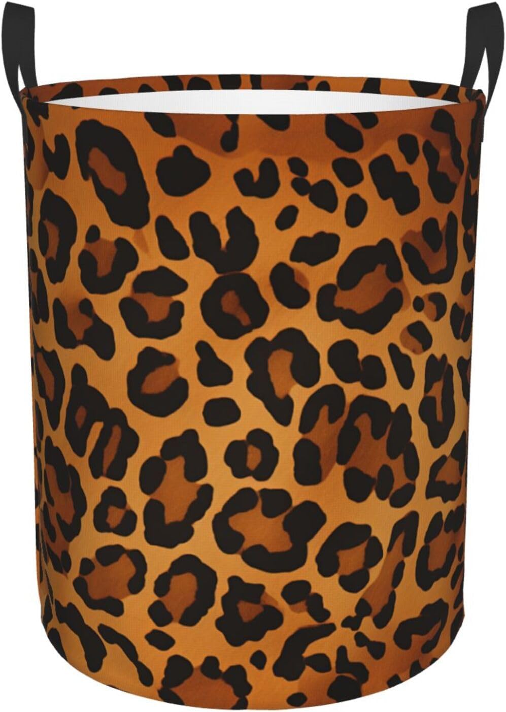 leopard Laundry Basket With Handles, Foldable Laundry Hamper Oxford Cloth Dirty Clothes Basket Waterproof Clothes Toys Storage Bin Organizer for Bedroom Bathroom Dorm