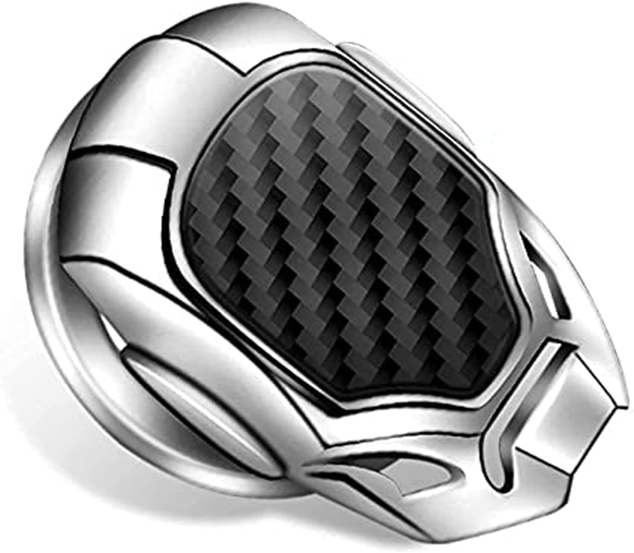 Allure Auto® (Silver Carbon Metal) Car Engine Start Stop Switch Lambo Style Button Cover Decorative Auto Accessories Push Button Sticky Cover Car Interior Iron Man for Maruti Swift Dzire New