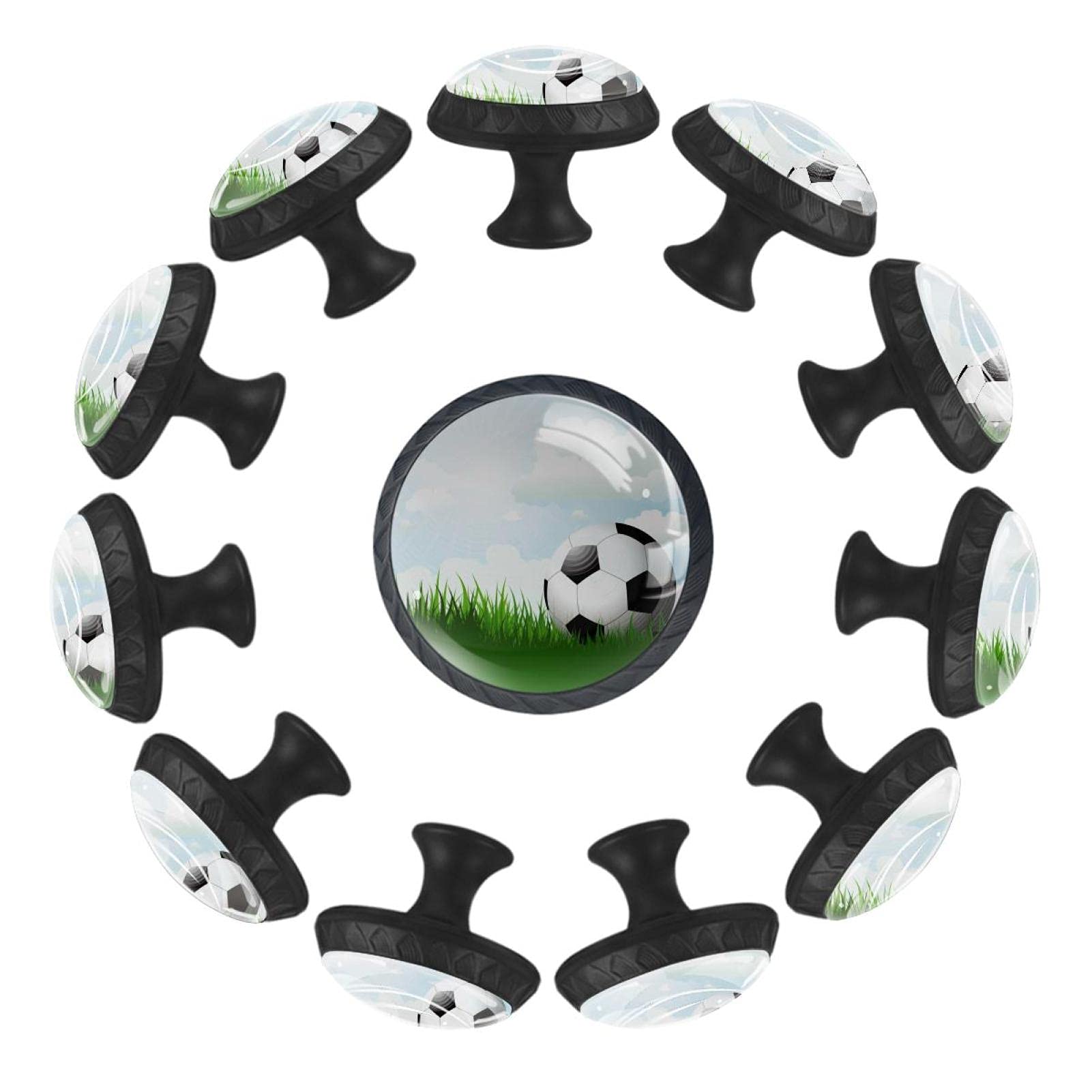 Boutons de tiroir football 35 mm : lot de 12 pour décorer la chambre d'enfant