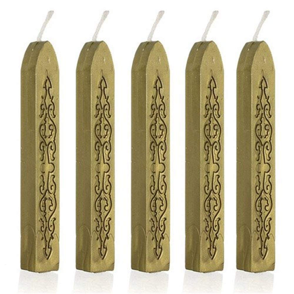 BigBigShop 12 pcs Sealing Wax Sticks with Wicks Antique Fire Manuscript Sealing Wax for Wax Seal Stamp (Green Gold)