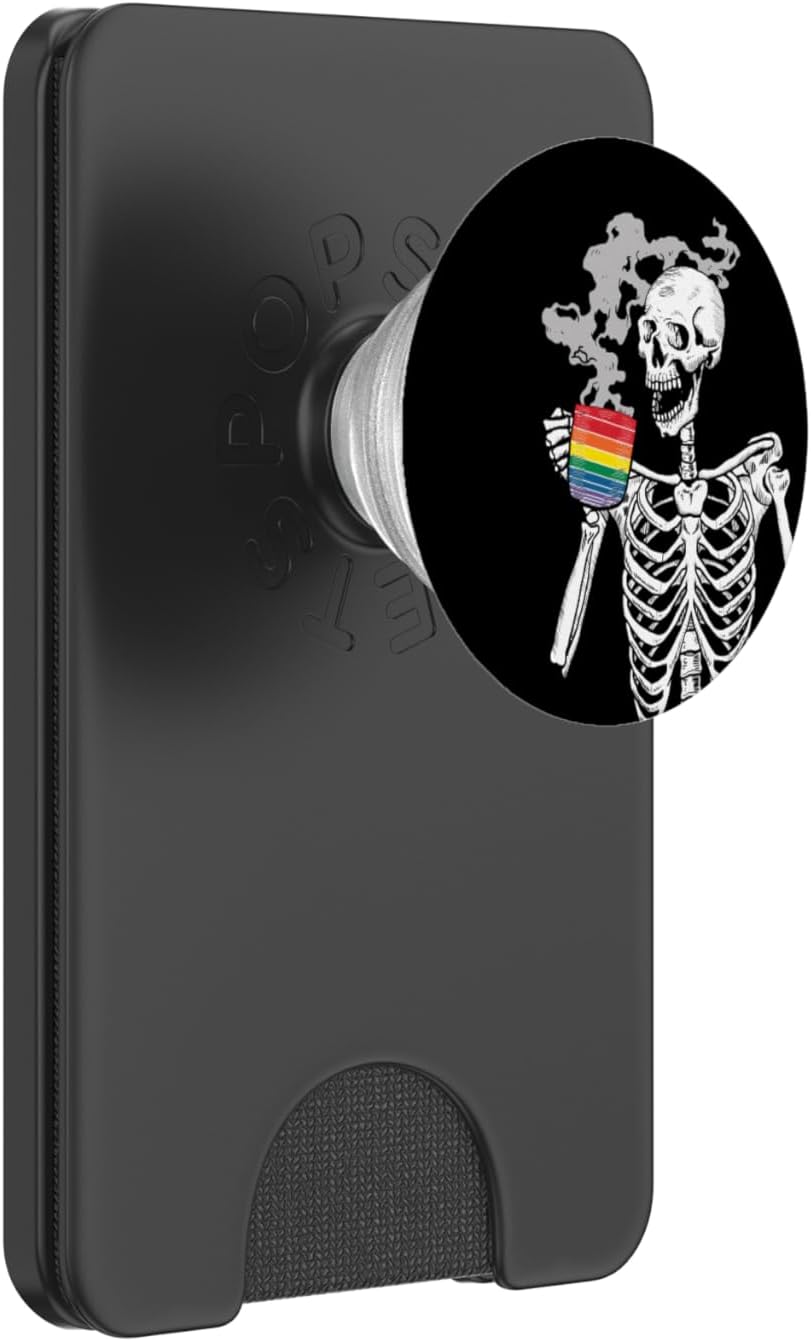 Black Like My Soul Skeleton Drink Coffee or die Pride LGBT PopSockets PopGrip for MagSafe
