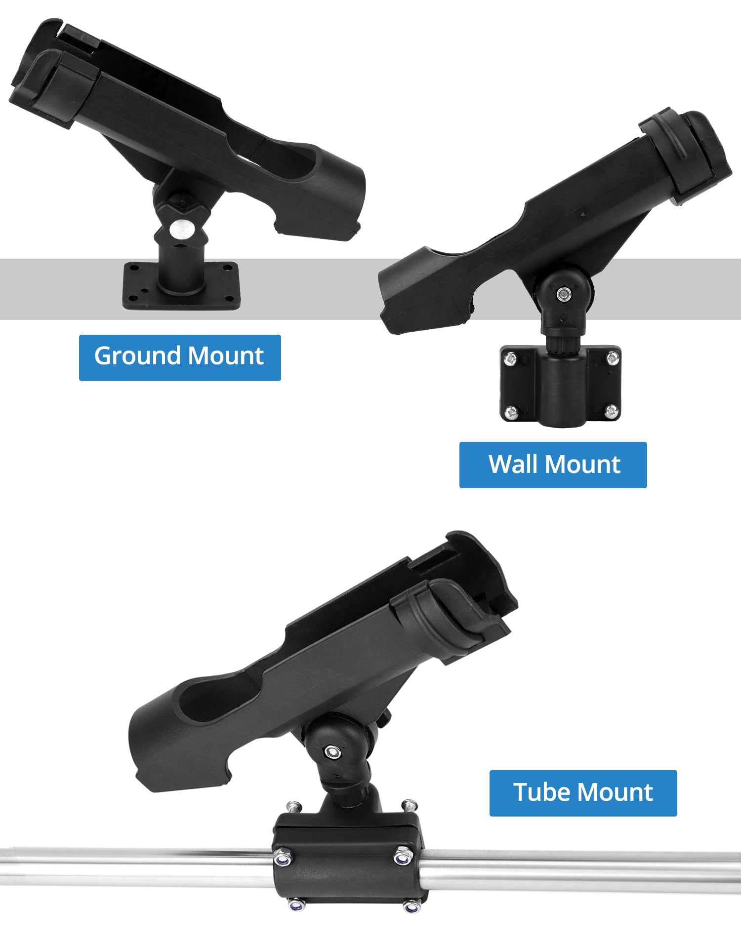 QWORK® 2 Pièces Support de Canne à Pêche - Réglable à 360 ° - Monter Horizontalement/sur des Murs/sur des Rails - pour Bateau Kayak