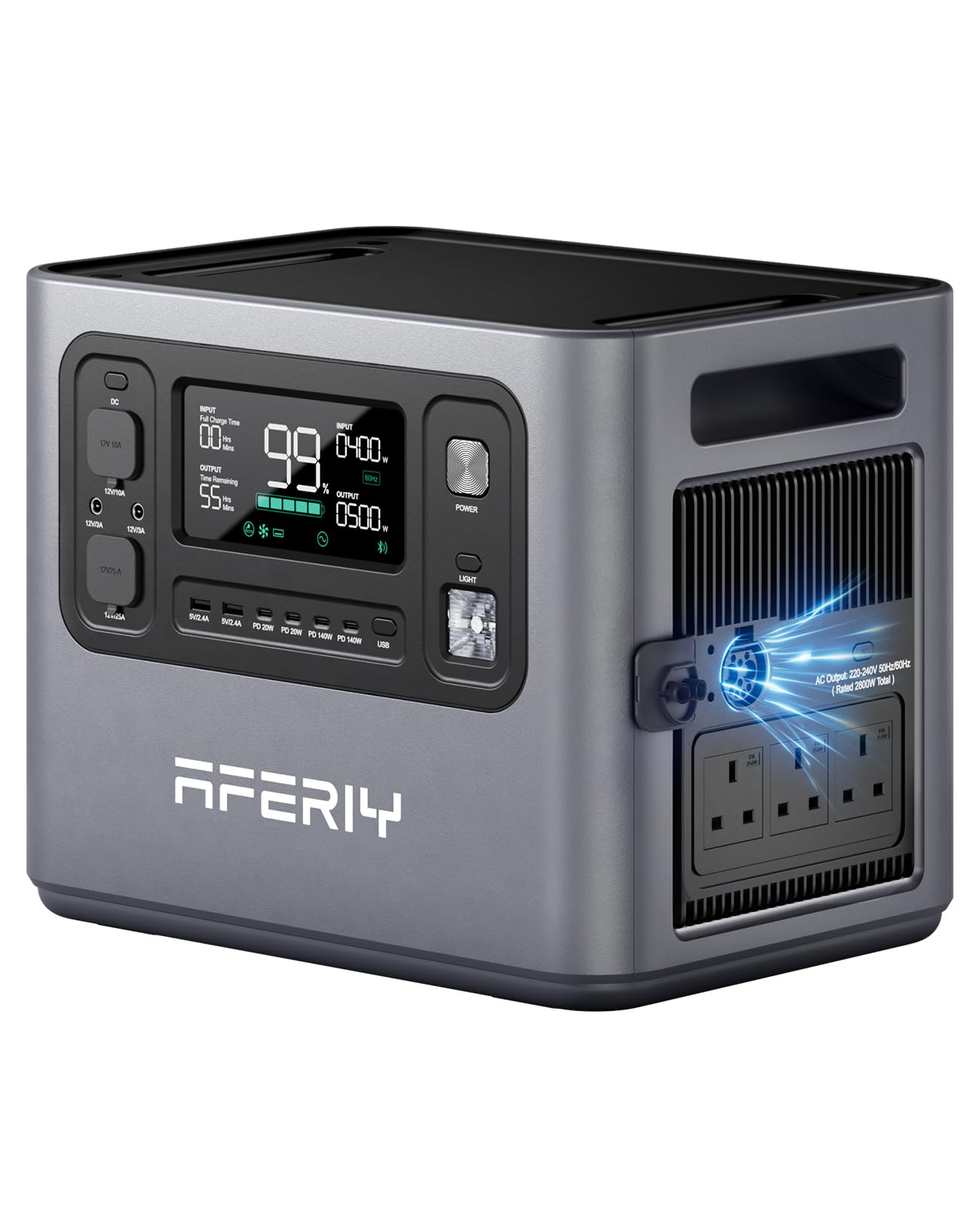 AFERIY Portable Power Station 3600W 3840Wh, Capacity Extendable to 11520Wh, Electric Generator LiFePO4 as Backup Battery, 220V-240V, EPS, UPS, BMS, Solar Generator for Camping, Travel, Power Outage — view 15