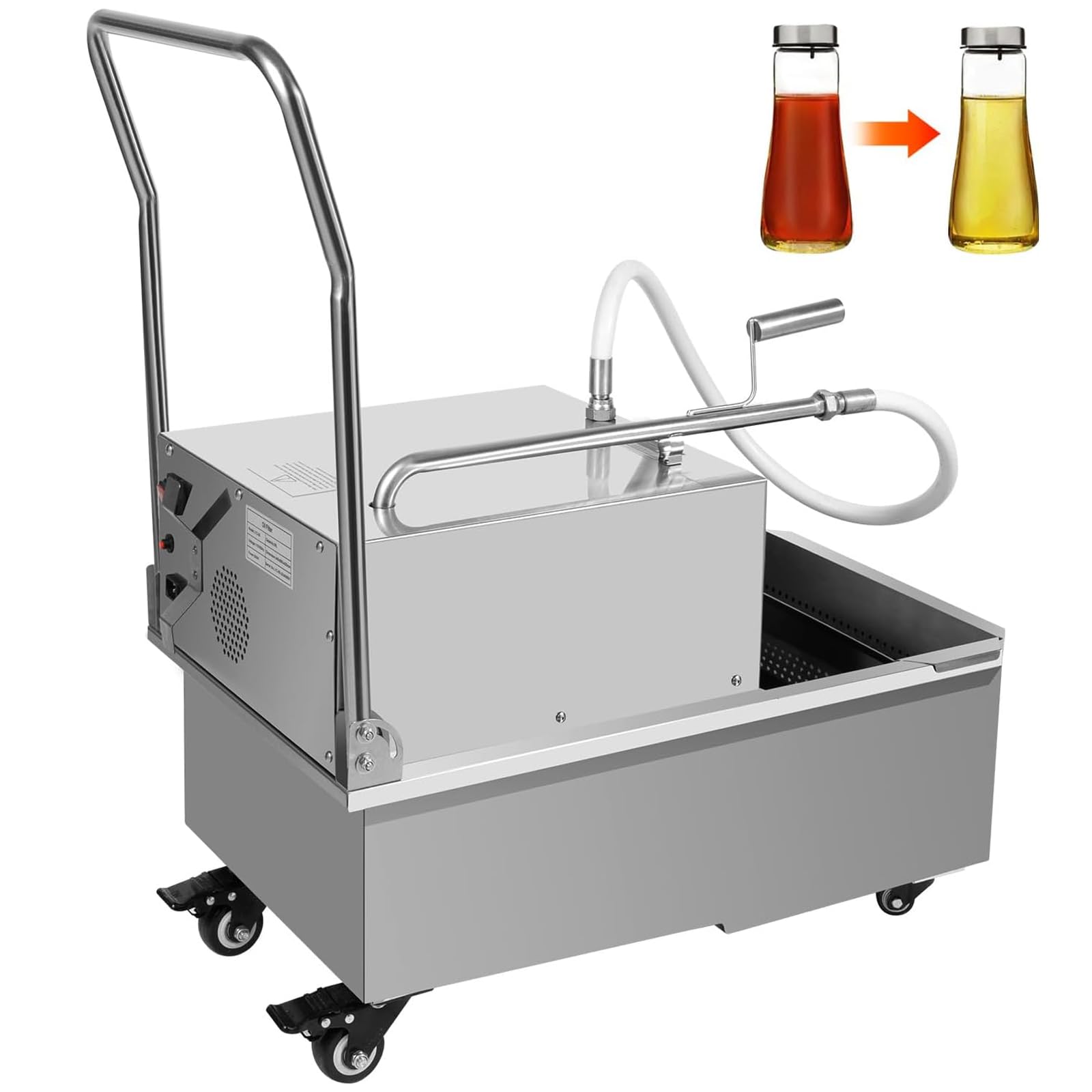 Máquina de filtro de aceite para freidora móvil, capacidad de 38 litros, bomba de alta eficiencia, 550 W, esencial para la filtración de aceite de freír