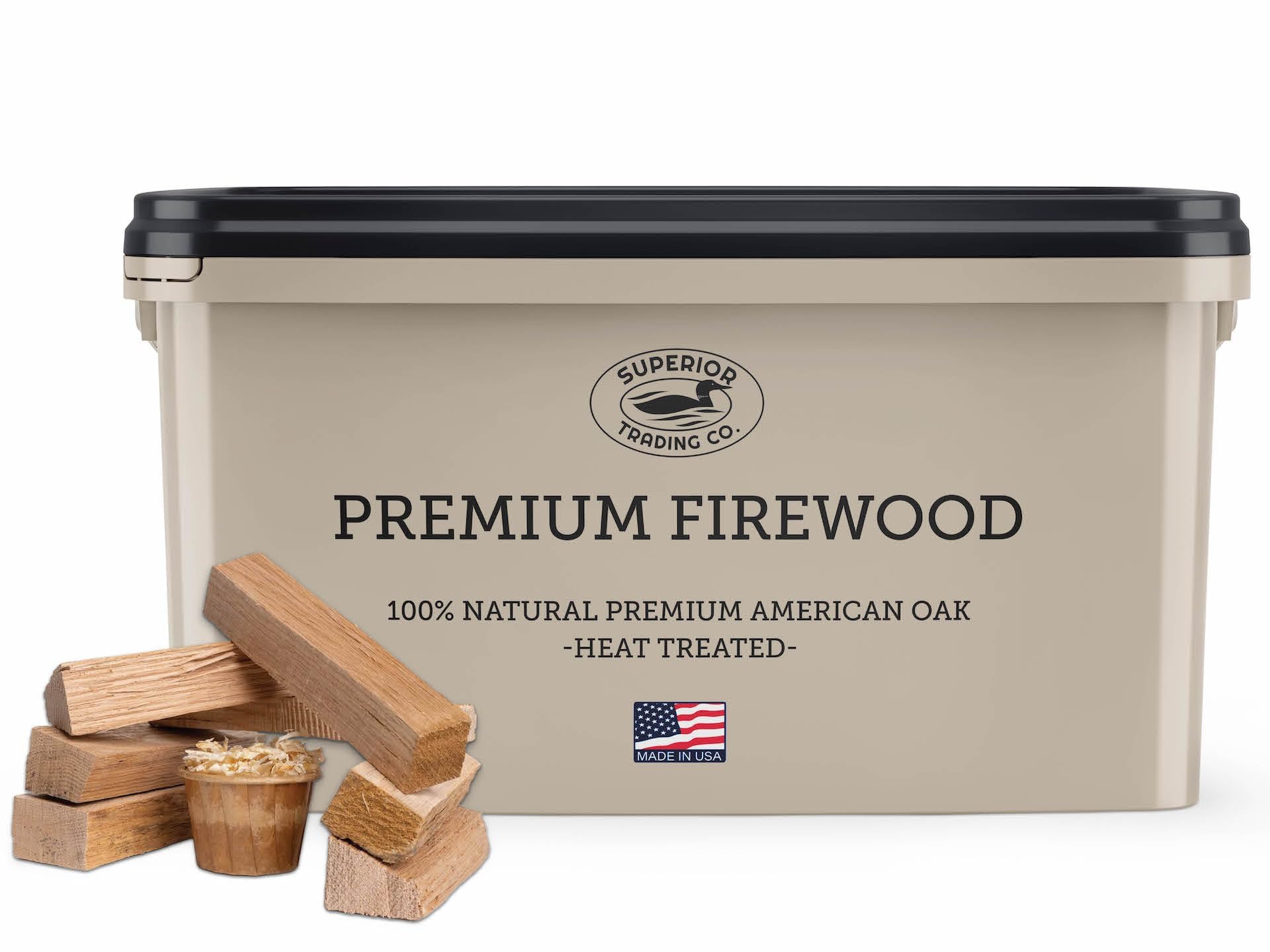 Superior Trading Co. Wood Fired Oven Firewood, Kiln Dried, USDA Certified, White Oak, 4-5 Inch Pieces, Galvanized Bucket