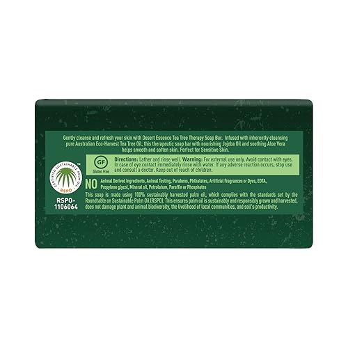 Miniatura 2 de Desert Essence Tea Tree Therapy - Jabón de barra limpiadora de 5 onzas, paquete de 4, cuidado terapéutico de la piel, todo tipo de piel, aceite de