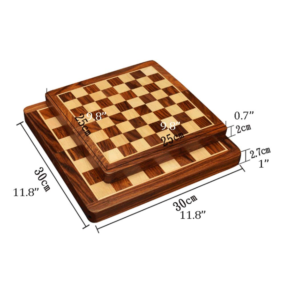 MRKU Set di Scacchi Set di Scacchi con Scacchiera Pieghevole in Legno e Scatola di immagazzinaggio Standard Classica, Set di Scacchi Rosewood International, S