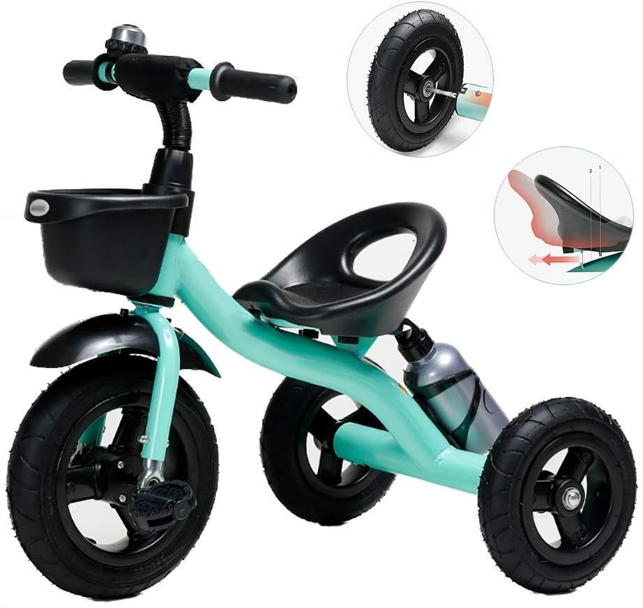 Tricycle Trike - Blue for Boys/Girls, Kids' Tricycle for Ages 2-6 with Adjustable Seat Handlebars, Pedals