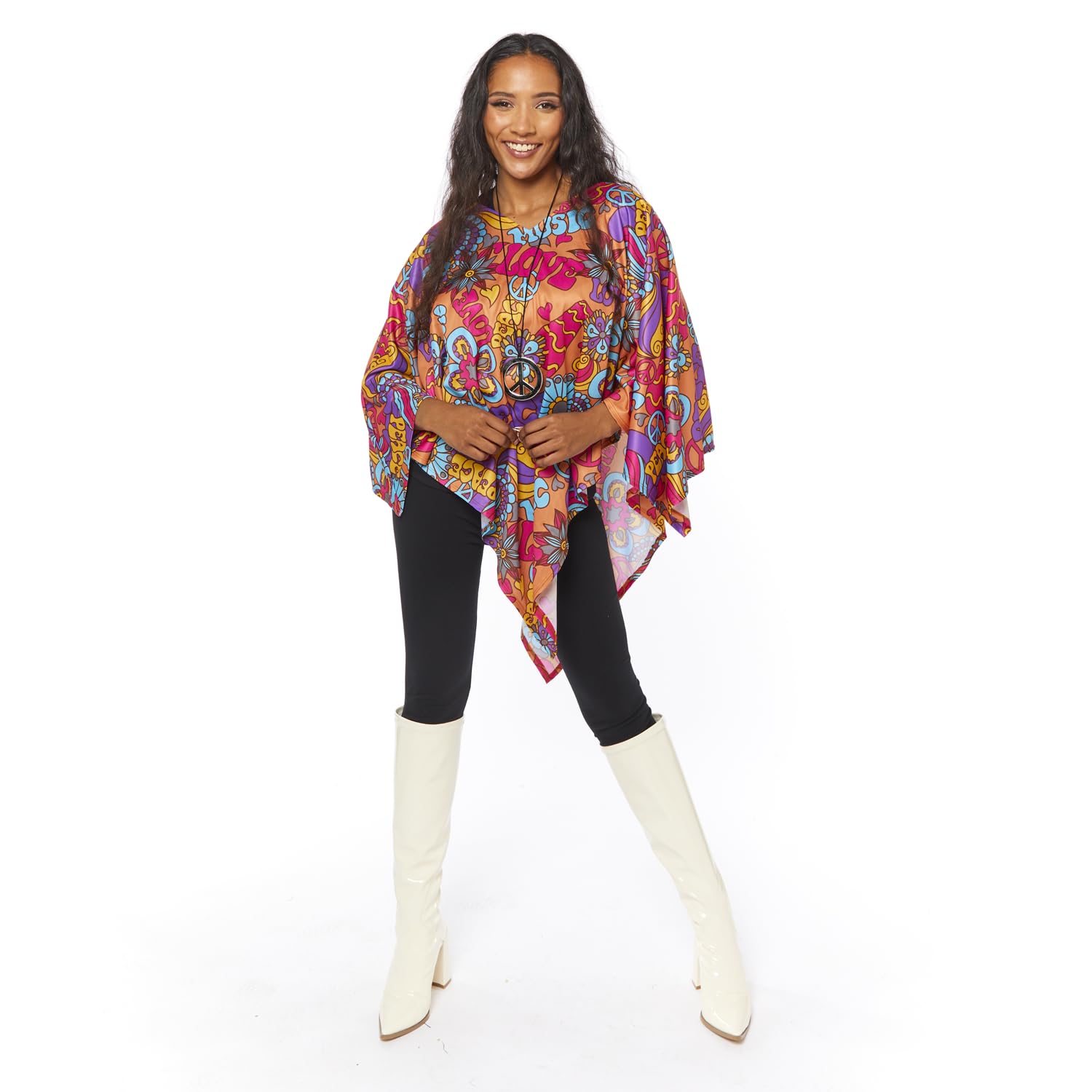 W WIDMANN MILANO Party Fashion - Poncho mit Kapuze, Tierkostüm für Erwachsene, Umhang für Karneval, Mottoparty