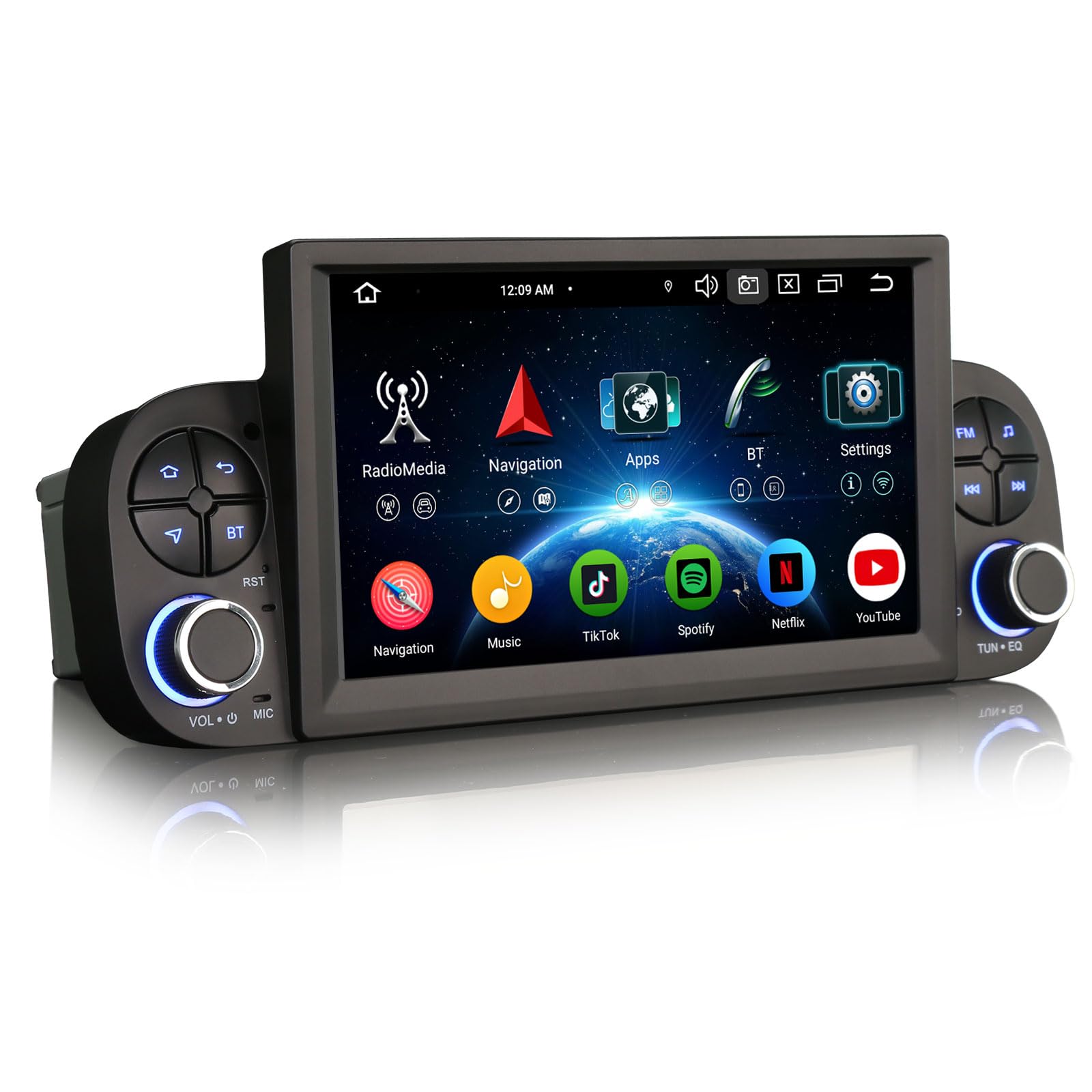 Erisin 4GB+64GB Android 16 Radio Coche Bluetooth para Fiat Panda 2013-2020 | 7 pulgadas 8-Core GPS Navegación IPS Pantalla táctil Soporte Wireless CarPlay Android Auto DSP WiFi 4G Dab+ Canbus RDS FM