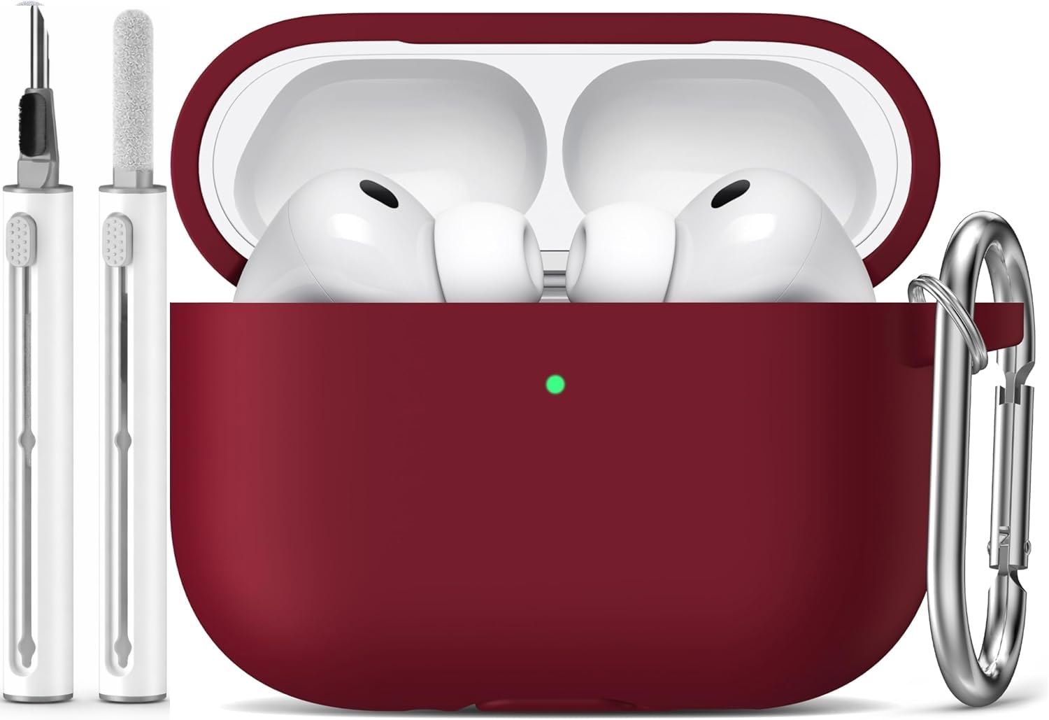 Meyaar for AirPods Pro 3 Case 2025 with Cleaner Kit,Soft Silicone Protective Cases for Apple AirPods Pro 3rd Generation Case for Women Men,AirPod Pro 3 Cases Cover with Keychain (Wine Red)-image-31