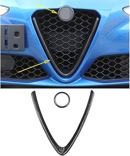 YIWANG - Marco de decoración para parrilla delantera de plástico ABS de fibra de carbono para Alfa Romeo Giulia 2017 2018 2019 piezas (no apto para YIWANG - Marco de decoración para parrilla delantera de plástico ABS de fibra de carbono para Alfa Romeo Giulia 2017 2018 2019 piezas (no apto para