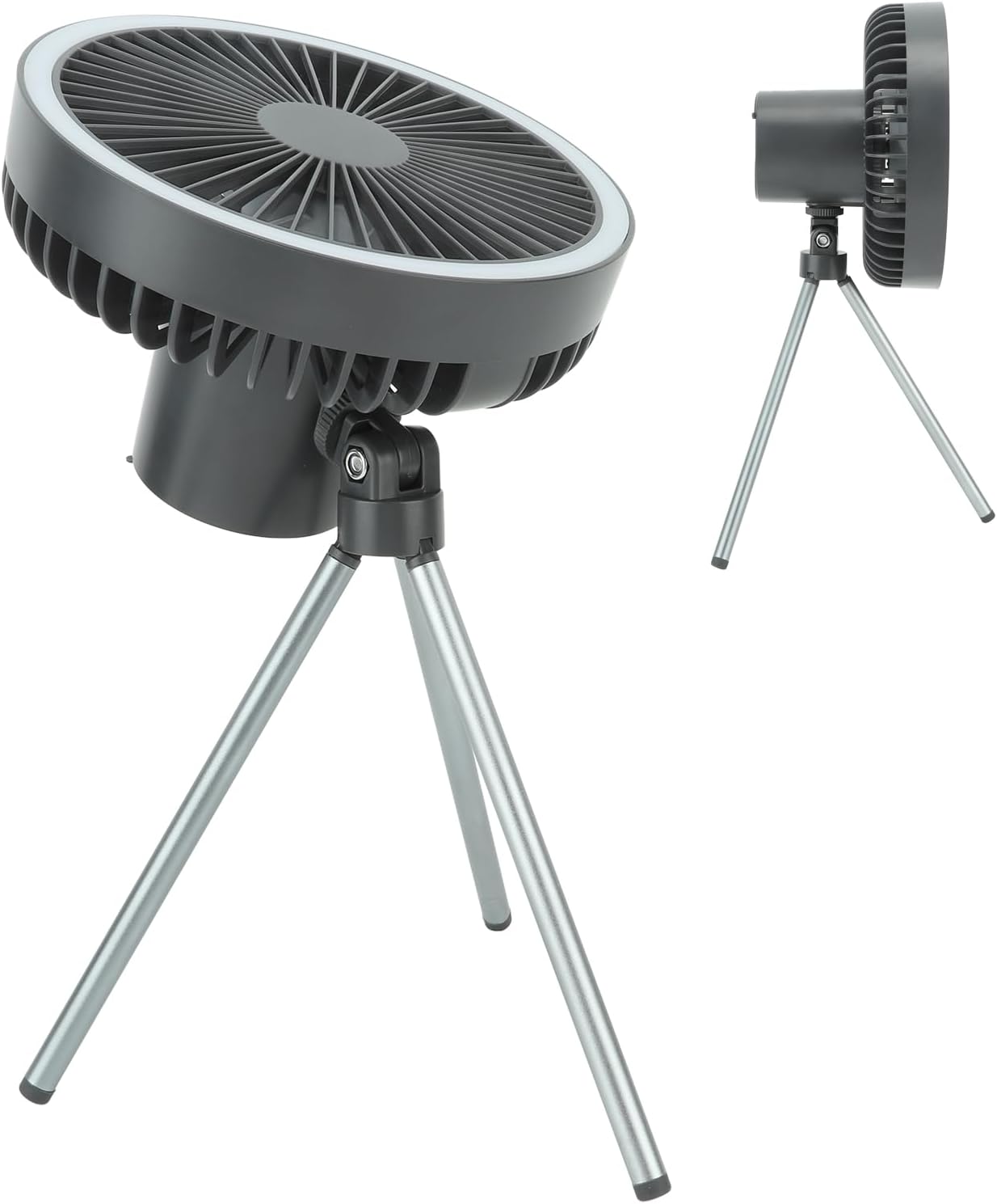 10000mAh USB Tripod Camping Fan Outdoor Portable Camping Fan with Light Power Bank Gray
