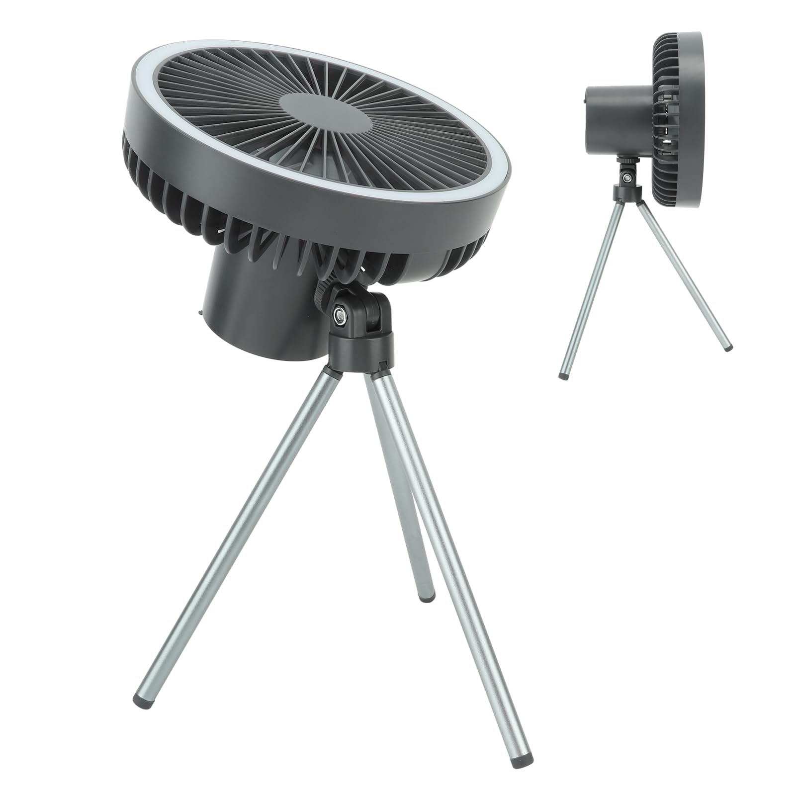 HEEPDD Ventilateur de Camping Portable, Matériau ABS, Ventilateur Rechargeable avec Batterie 10 000 MAh et Lumière LED pour Activités de Plein Air et Camping
