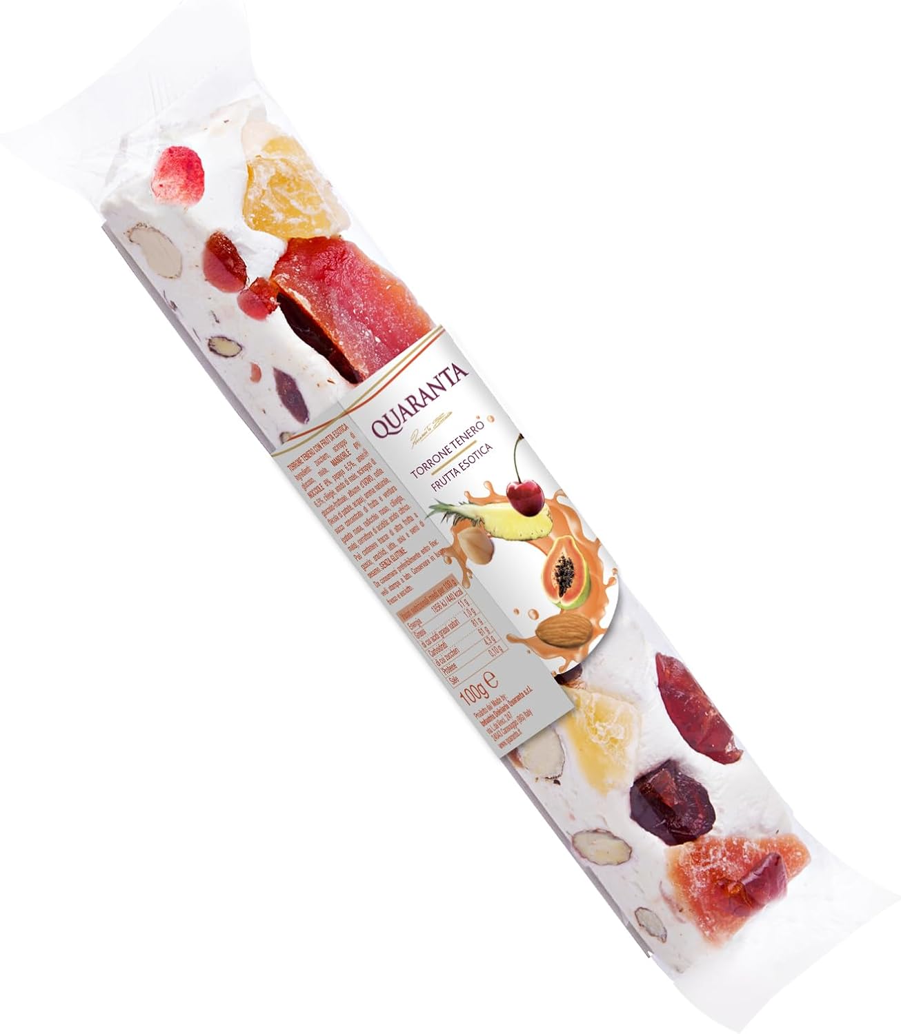 Quaranta Tropical Nougat Bars 100 g Soft Italian Nougat, Tropical