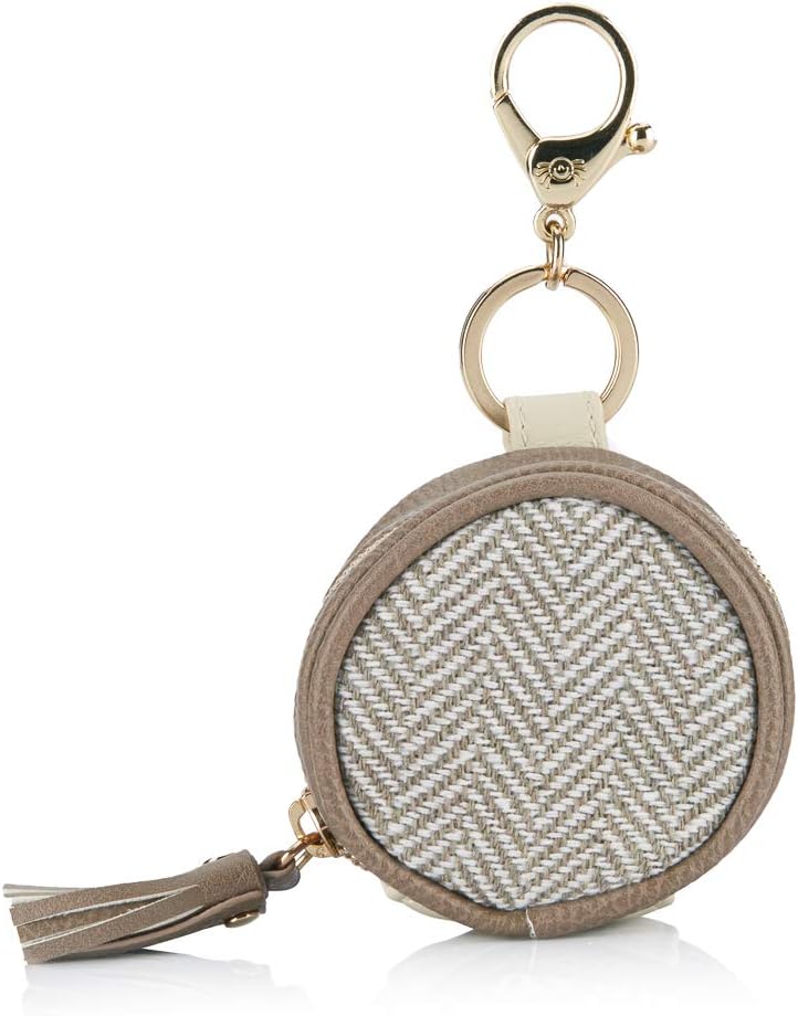 Itzy Ritzy Pacifier Holder Case with Clip - Pacifier Case Includes Clasp to Easily Attach to a Diaper Bag or Purse, Measures 2.5" in Diameter and Holds 2 Pacifiers (Vanilla Latte)