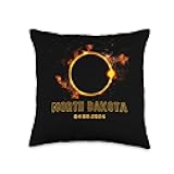Total Solar Eclipse 2024 Creationz North Dakota Total Solar Eclipse 2024 April 8th Souvenir Throw Pillow, 16x16, Multicolor