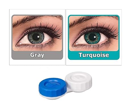 Optify 2 Pair Turquoise, Grey 0 Power Monthly Contact Lens with Lens Storage Box